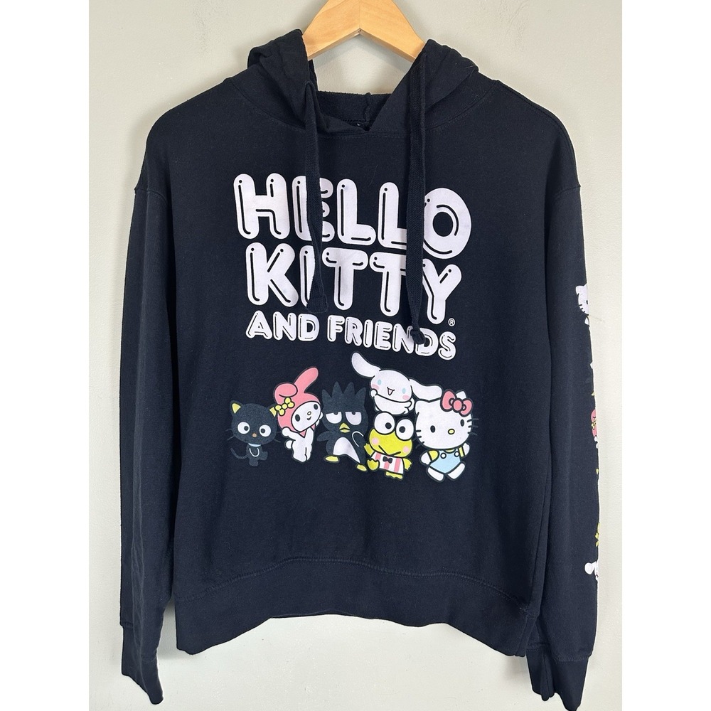 Hello Kitty and Friends Hoodie Sweatshirt Sanrio By Hybrid Black Size M Keroppi